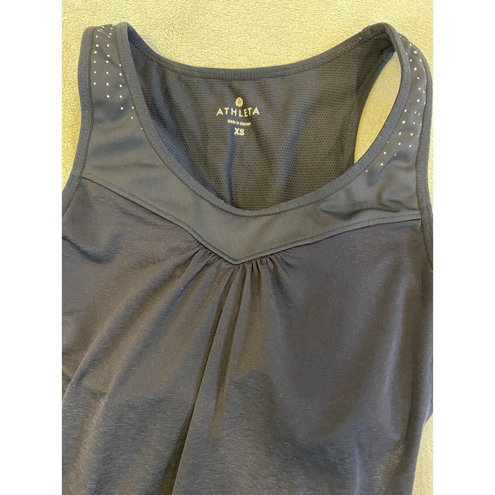 Athleta Fast Track Tank Top Womens XS Blue Seamless Ruched Workout Racerback